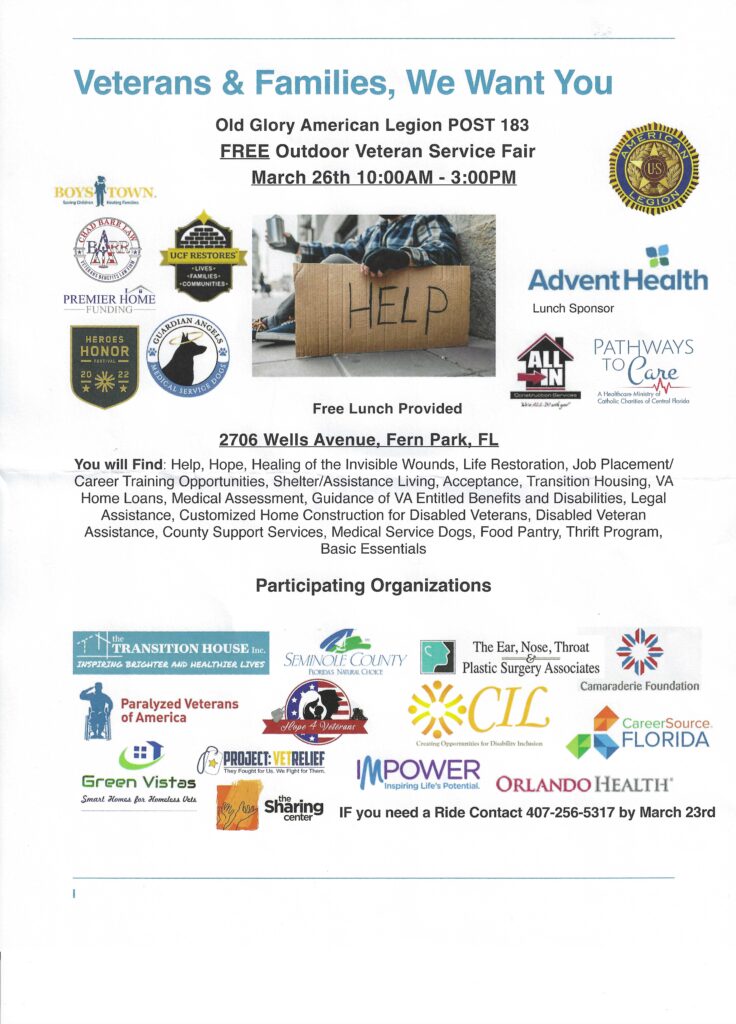 Free Outdoor Veteran Service Fair